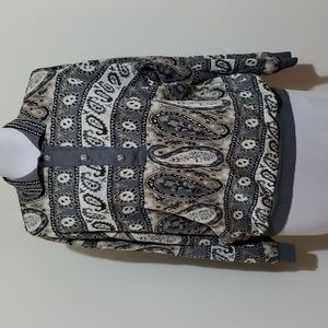 Vintage Bonnie Blair Fashions Gray/Tan Knit Collared Pull Over - Size Large